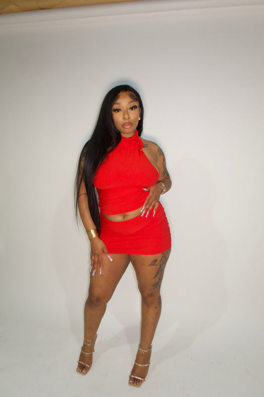 Red room dress
