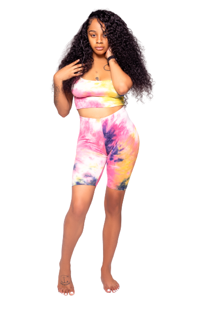Tie dye biker short set